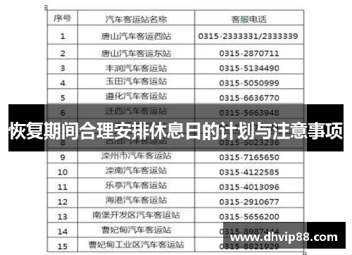 恢复期间合理安排休息日的计划与注意事项
